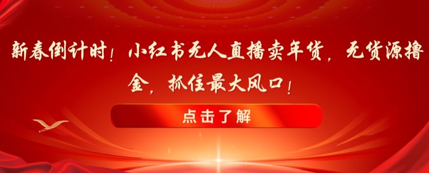 新春倒计时！小红书无人直播卖年货，无货源撸金，抓住最大风口【揭秘】-则成副业项目资源站