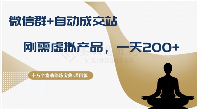 十万个富翁修炼宝典之8.微信群+自动成交站,刚需虚拟产品,一天200+-则成副业项目资源站