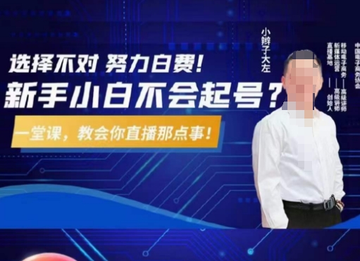 大左教您从0到1做直播带货，选择不对，努力白费，5小时课程搞定那点事，解决你起号问题-则成副业项目资源站