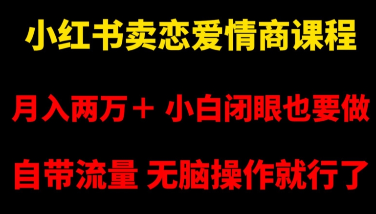 小红书卖恋爱情商课程，月入两万＋，小白闭眼也要做，自带流量，无脑操作就行了【揭秘】-则成副业项目资源站