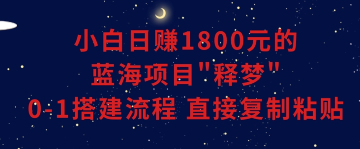 小白能日赚1800元的蓝海项目”释梦”0-1搭建流程可直接复制粘贴长期做【揭秘】-则成副业项目资源站