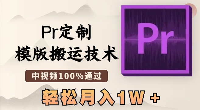 最新Pr定制模版搬运技术，中视频100%通过，几分钟一条视频，轻松月入1W＋【揭秘】-则成副业项目资源站
