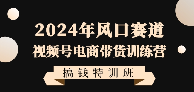 2024年风口赛道视频号电商带货训练营搞钱特训班,带领大家快速入局自媒体电商带货-则成副业项目资源站