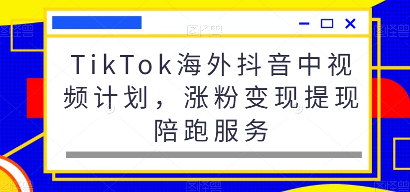 TikTok海外抖音中视频计划,涨粉变现提现陪跑服务-则成副业项目资源站