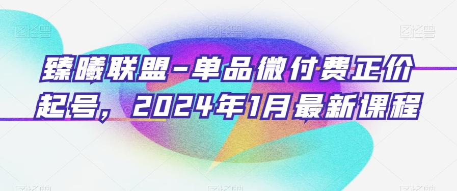 臻曦联盟-单品微付费正价起号，2024年1月最新课程-则成副业项目资源站