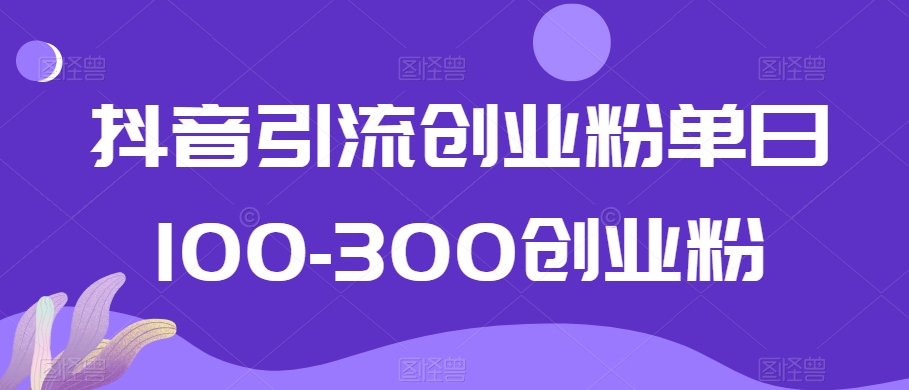 抖音引流创业粉单日100-300创业粉【揭秘】-则成副业项目资源站