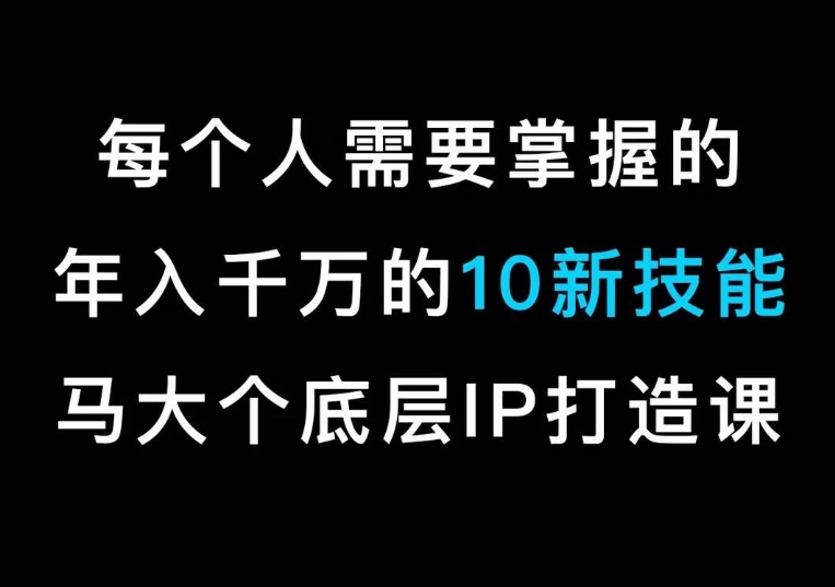 马大个的IP底层逻辑课,每个人需要掌握的年入千万的10新技能,约会底层IP打造方法!-则成副业项目资源站