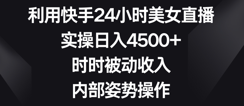 利用快手24小时美女直播，实操日入4500+，时时被动收入，内部姿势操作【揭秘】-则成副业项目资源站