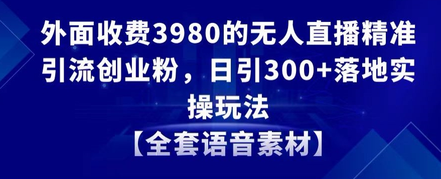 外面收费3980的无人直播精准引流创业粉，日引300+落地实操玩法【全套语音素材】【揭秘】-则成副业项目资源站