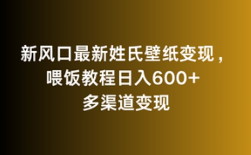 新风口最新姓氏壁纸变现，喂饭教程日入600+【揭秘】-则成副业项目资源站