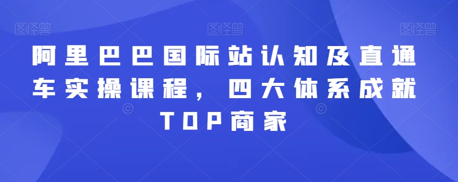 阿里巴巴国际站认知及直通车实操课程，四大体系成就TOP商家-则成副业项目资源站