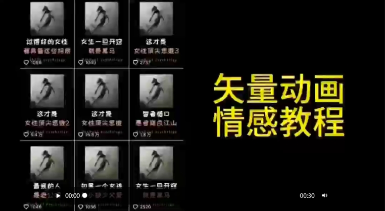 矢量动画情感教程：高点赞涨粉，适合情感、思维、创业教育等赛道-则成副业项目资源站
