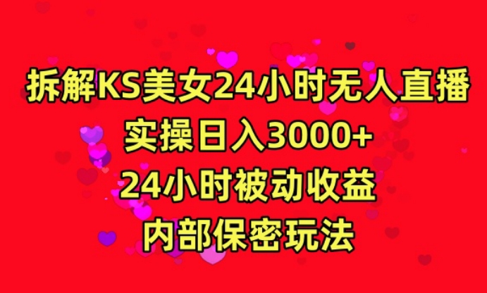 利用快手24小时无人美女直播,实操日入3000,24小时被动收益,内部保密玩法【揭秘】-则成副业项目资源站