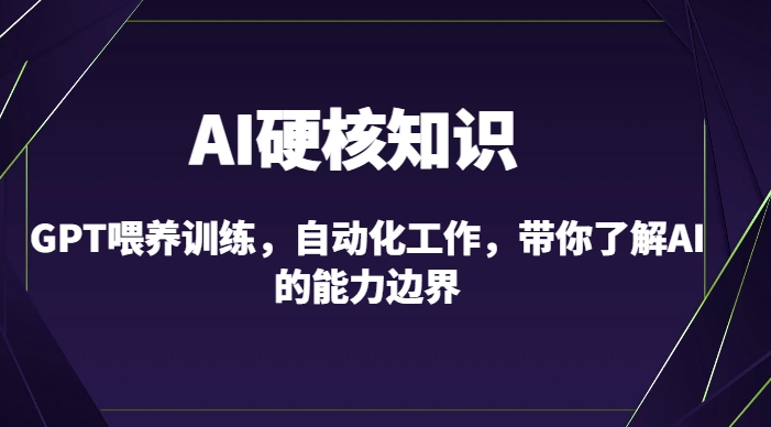 AI硬核知识-GPT喂养训练，自动化工作，带你了解AI的能力边界（10节课）-则成副业项目资源站