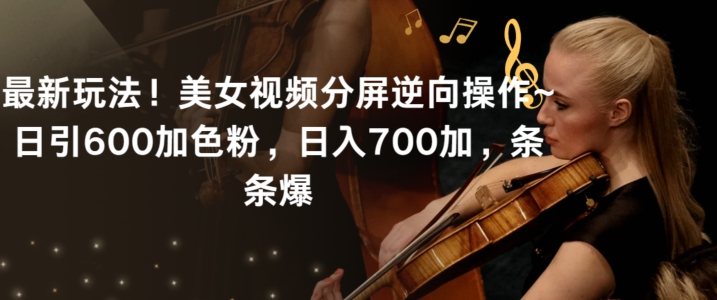 最新玩法！美女视频分屏逆向操作~日引600加色粉，日入700加，条条爆【揭秘】-则成副业项目资源站