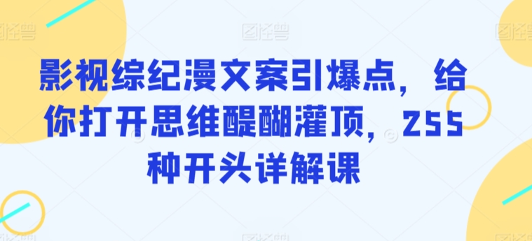 影视综纪漫文案引爆点，给你打开思维醍醐灌顶，255种开头详解课-则成副业项目资源站