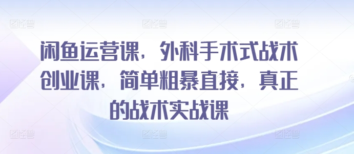 闲鱼运营课,外科手术式战术创业课,简单粗暴直接,真正的战术实战课-则成副业项目资源站