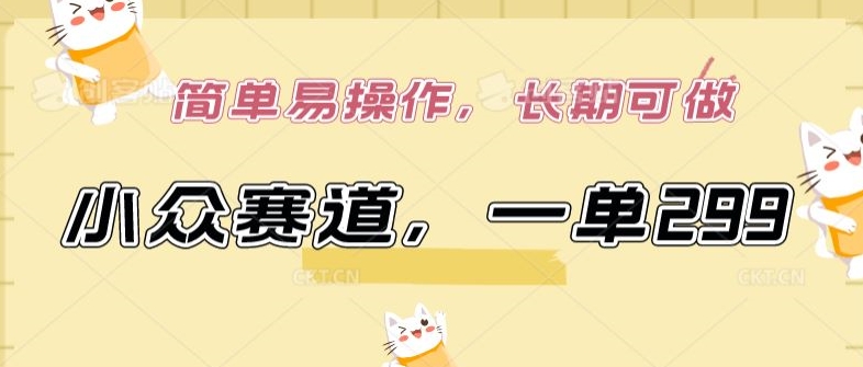 小众赛道，一单299.简单易操作，长期可做【揭秘】-则成副业项目资源站