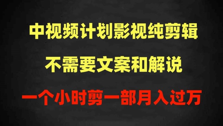 中视频计划影视纯剪辑,不需要文案和解说,一个小时剪一部,100%过原创月入过万【揭秘】-则成副业项目资源站