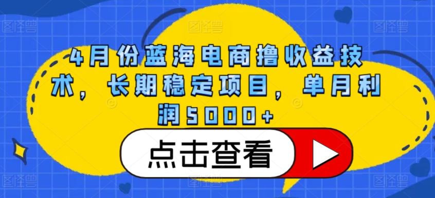 4月份蓝海电商撸收益技术，长期稳定项目，单月利润5000+【揭秘】-则成副业项目资源站