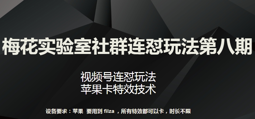 梅花实验室社群连怼玩法第八期，视频号连怼玩法 苹果卡特效技术【揭秘】-则成副业项目资源站