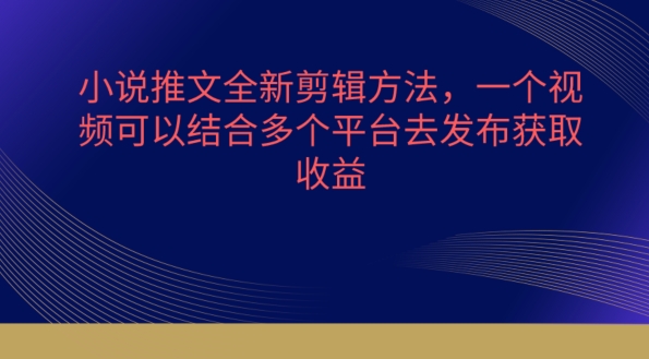 小说推文全新剪辑方法,一个视频可以结合多个平台去发布获取【揭秘】-则成副业项目资源站