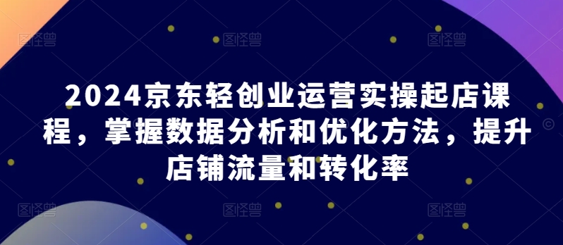 2024京东轻创业运营实操起店课程,掌握数据分析和优化方法,提升店铺流量和转化率-则成副业项目资源站