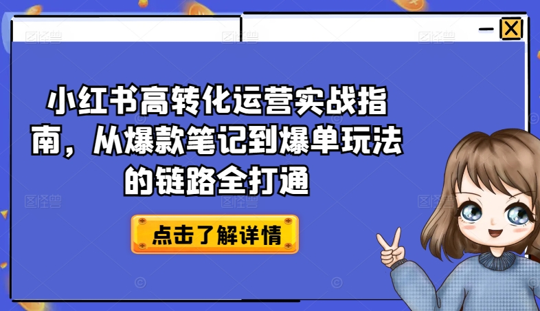 小红书高转化运营实战指南，从爆款笔记到爆单玩法的链路全打通-则成副业项目资源站