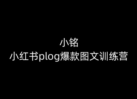 小铭-小红书plog爆款图文训练营,教你从0-1做小红书-则成副业项目资源站
