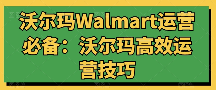 沃尔玛Walmart运营必备:沃尔玛高效运营技巧-则成副业项目资源站