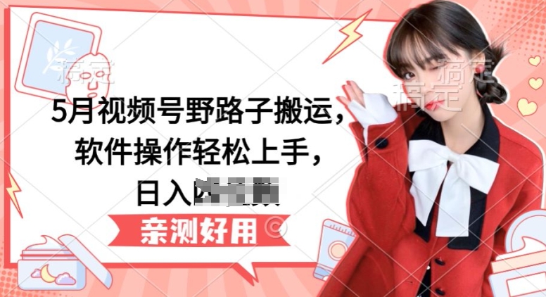 5月视频号野路子搬运，软件操作轻松上手，日入三位数【揭秘】-则成副业项目资源站