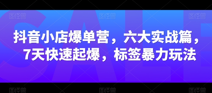抖音小店爆单营，六大实战篇，7天快速起爆，标签暴力玩法-则成副业项目资源站