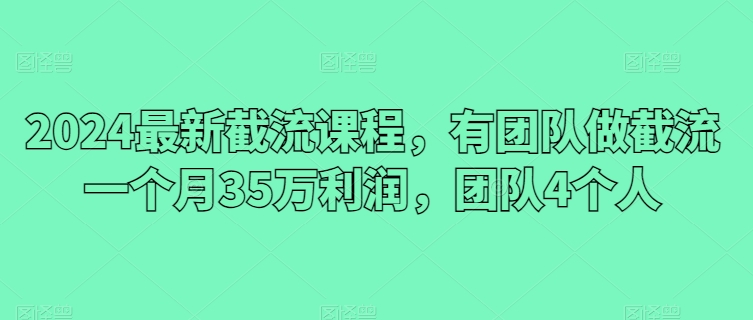 2024最新截流课程,有团队做截流一个月35万利润,团队4个人-则成副业项目资源站