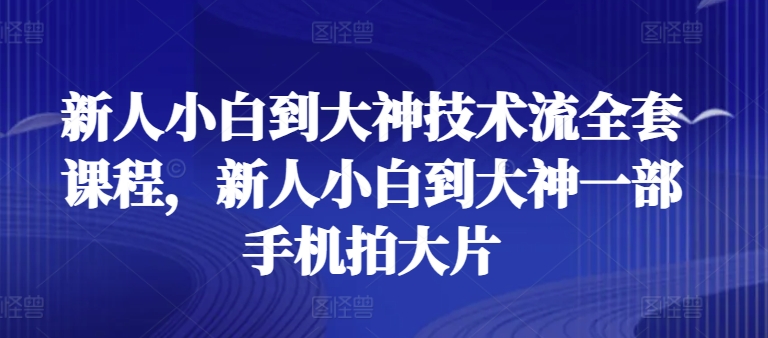 新人小白到大神技术流全套课程,新人小白到大神一部手机拍大片-则成副业项目资源站
