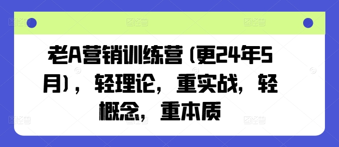 老A营销训练营(更24年5月),轻理论,重实战,轻概念,重本质-则成副业项目资源站