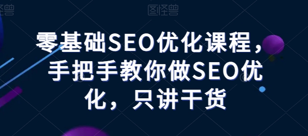 零基础SEO优化课程，手把手教你做SEO优化，只讲干货-则成副业项目资源站
