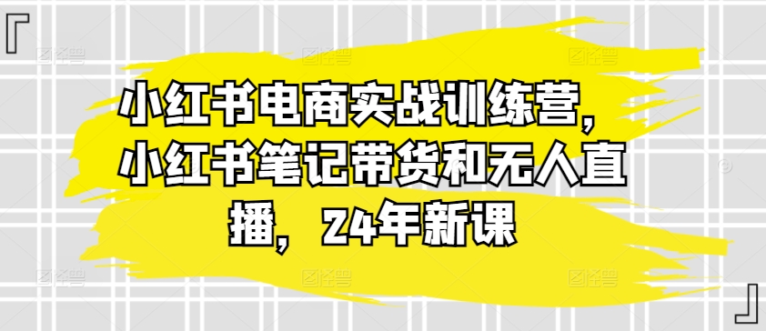 小红书电商实战训练营，小红书笔记带货和无人直播，24年新课-则成副业项目资源站