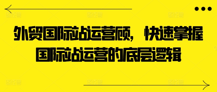外贸国际站运营顾问,快速掌握国际站运营的底层逻辑-则成副业项目资源站