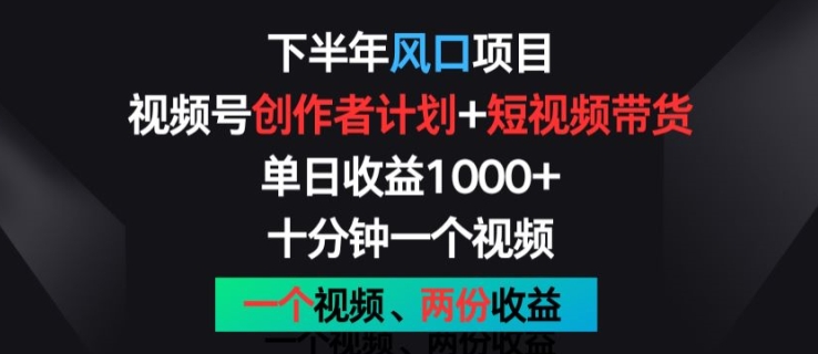 下半年风口项目,视频号创作者计划+视频带货,一个视频两份收益,十分钟一个视频【揭秘】-则成副业项目资源站