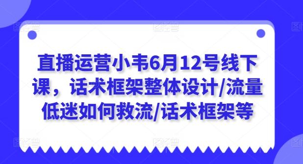 直播运营小韦6月12号线下课,话术框架整体设计/流量低迷如何救流/话术框架等-则成副业项目资源站