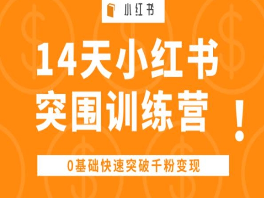 14天小红书突围训练营 ,0基础快速突破千粉变现-则成副业项目资源站