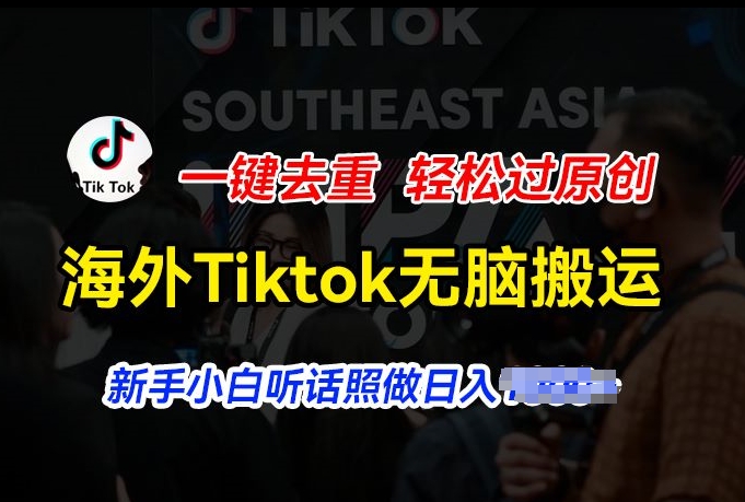 海外Tiktok短视频无脑搬运，一键去重轻松过原创，新手小白听话照做日入几张【揭秘】-则成副业项目资源站
