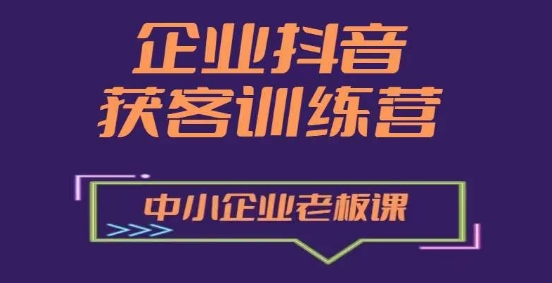 企业抖音营销获客增长训练营，中小企业老板必修课-则成副业项目资源站