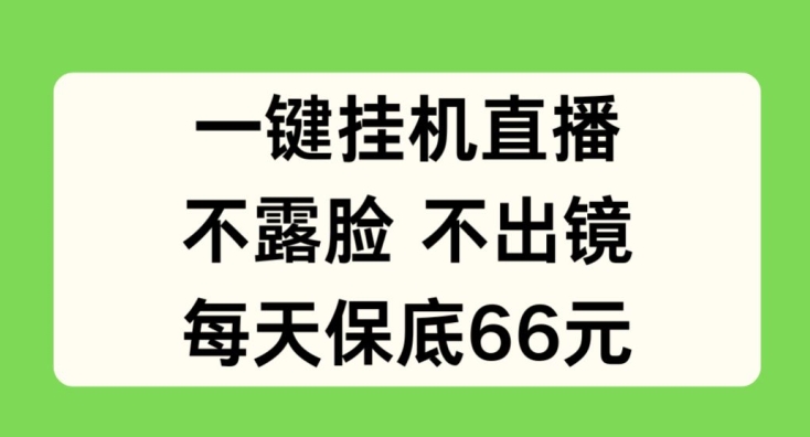 一键挂JI直播，不露脸不出境，每天保底66元【揭秘】-则成副业项目资源站