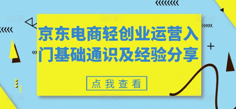 京东电商轻创业运营入门基础通识及经验分享-则成副业项目资源站