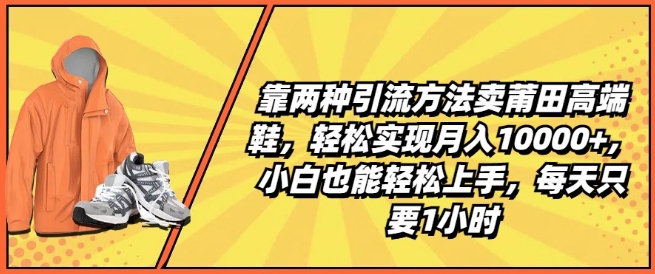 靠两种引流方法卖莆田高端鞋，轻松实现月入1W+，小白也能轻松上手，每天只要1小时【揭秘】-则成副业项目资源站