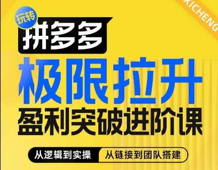 拼多多极限拉升盈利突破进阶课,从算法到玩法,从玩法到团队搭建,体系化系统性帮助商家实现利润提升-则成副业项目资源站