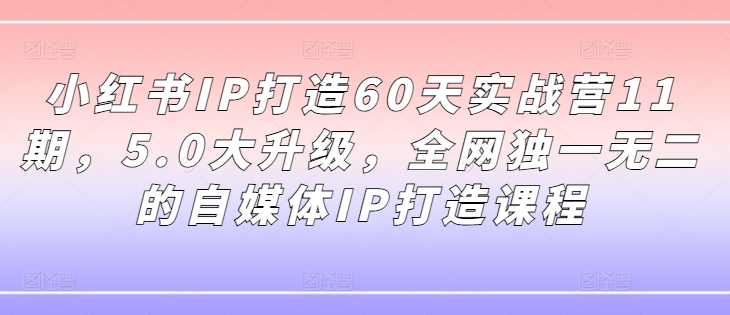 小红书IP打造60天实战营11期,5.0大升级,全网独一无二的自媒体IP打造课程-则成副业项目资源站