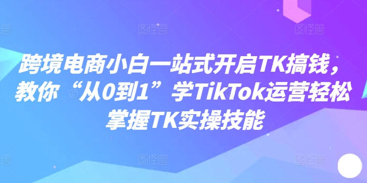 跨境电商小白一站式开启TK搞钱,教你“从0到1”学TikTok运营轻松掌握TK实操技能-则成副业项目资源站