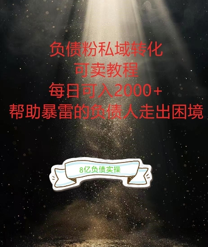负债粉掘金计划，帮助负债者解决问题，债务规划，债务重组，最好的变现方式【揭秘】-则成副业项目资源站